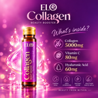 ELO Collagen Beauty Booster 5000mg Collagen Peptide | Vitamin C 80mg + Hyaluronic Acid 60mg | 12 x 30ml Liquid Collagen Shots