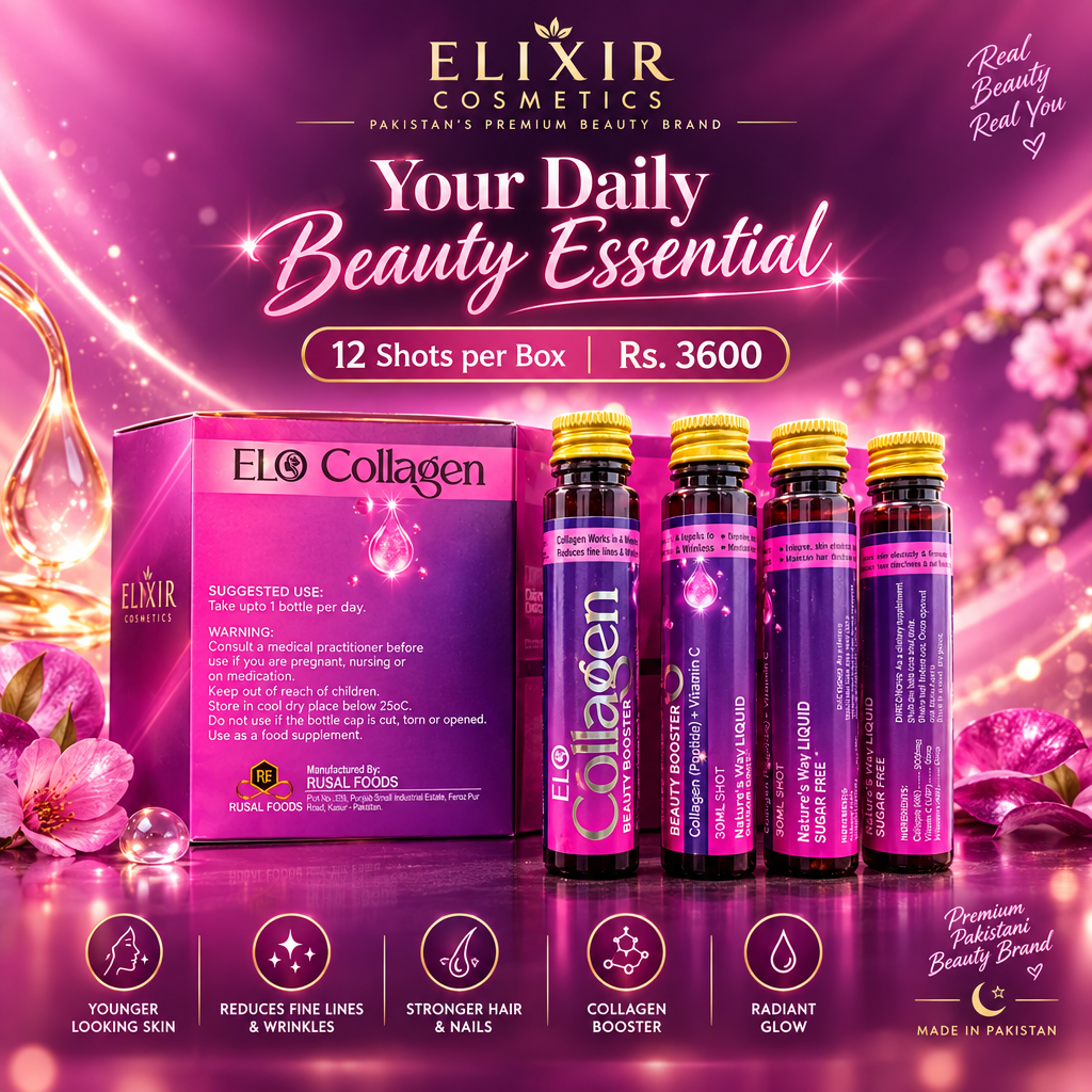 ELO Collagen Beauty Booster 5000mg Collagen Peptide | Vitamin C 80mg + Hyaluronic Acid 60mg | 12 x 30ml Liquid Collagen Shots